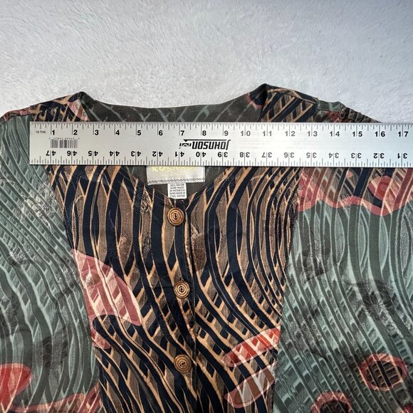 Kusnadi New York Womens Abstract Print Handmade Rayon Top Button Front Art Wear - Picture 4 of 7